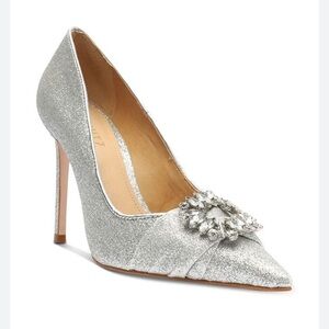 SCHUTZ Meisho Glam Pointed Toe Pumps Silver Size 10